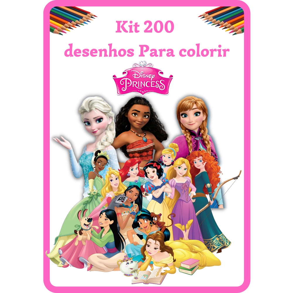 ESPECIAL} Pintar Desenho das Princesas Ariel Cinderela Tiana e Mulan 