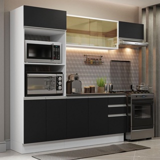 Armário de Cozinha Completa 100% MDF 250cm Branco/Preto Acordes Madesa 04