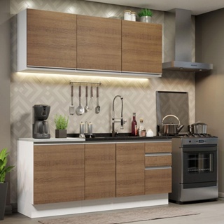 Armário de Cozinha Compacta 180cm Branco Rustic Glamy Madesa 05