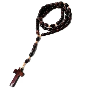 Terço Madeira No Cordão Imbuia Tradicional Resistente 40cm