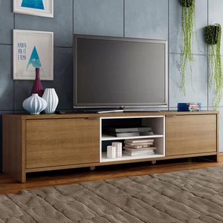 Rack para TV até 75 Polegadas Madesa Metz 180 cm 2 portas - Rustic/Branco em Oferta na Shopee