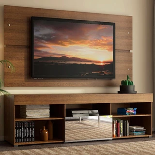 Rack com Painel para TV até 65 Polegadas Madesa Dublin 1 Porta com Espelho - Rustic