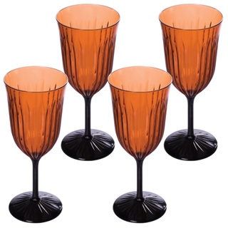Conjunto 4 Taças Vinho Plasútil 380 ml Lapidada Caramelo