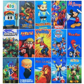 Toalha de Banho Praia Infantil Estampada Personagens Meninos 1,40mt Naruto Hulk Homem Aranha Bolofofos Marwel Thor Baby Shark
