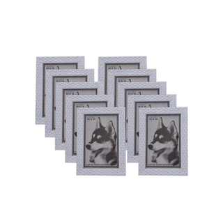 KIT 10 PORTA RETRATO BRANCO 10X15 VIDRO MOLDURA ALTO RELEVO
