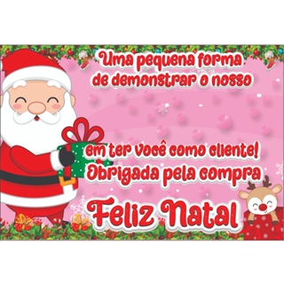 Kit com 12, 30 ou 50 Cartão NATAL Personalizado, 15x9cm Tag, para chocolate  Bis, Batom ou Bombom, mimo para clientes, papel offset 180g