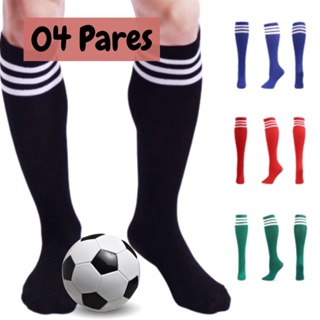 Kit com 04 Pares de Meião de Futebol Cano Alto Jogador Adulto
