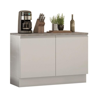 Balcão de Pia Madesa Glamy 120 cm 2 Portas (Com Tampo) - Branco