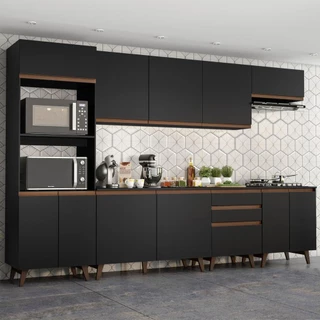 Cozinha Completa Madesa Reims 320002 com Armário e Balcão - Preto em Oferta na Shopee