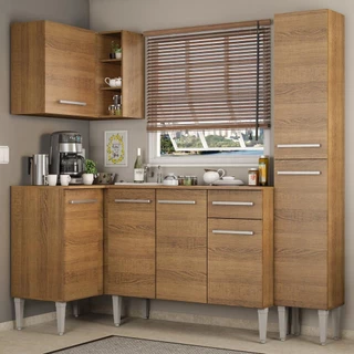 Cozinha Completa de Canto Madesa Emilly Song com Armário, Balcão e Adega em Oferta na Shopee