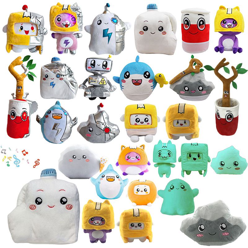 2035cm Lankybox Cartoon Plush Toy Cute Mechanical Toy Robot Fox Helmet