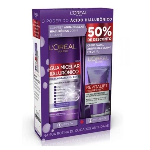 Kit Loreal Agua Micelar Hialuronico 200ml Revitalift 25g Shopee Brasil