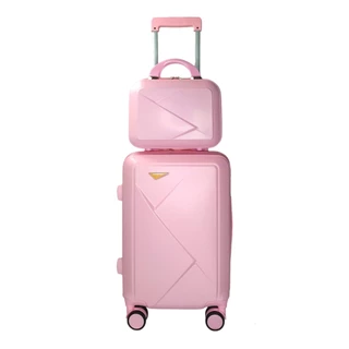 Kit Mala de Bordo Viagem Pequena em Abs + Frasqueira de Mão Rosa