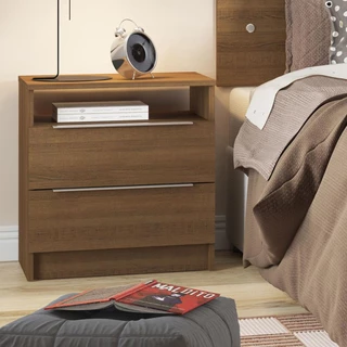 Mesa de Cabeceira Madesa 3227 com 2 Gavetas - Rustic em Oferta na Shopee