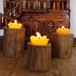 Enfeite Decorativo Trio de Vela Rústico Castiçal para Decoração