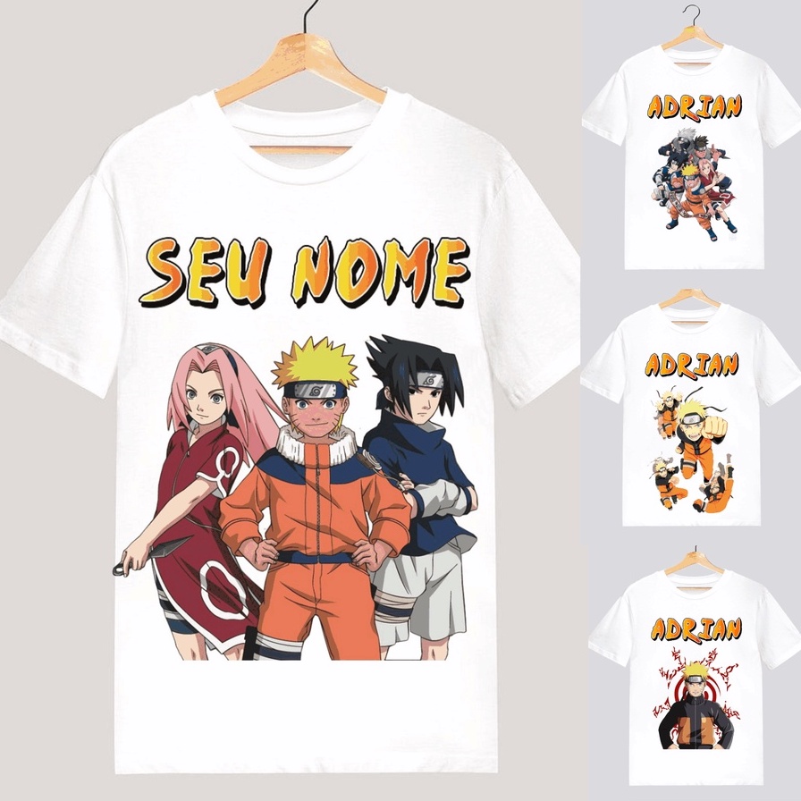 Camisa de botão - naruto shippuden uzumaki anime desenho geek