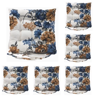 Kit 6 Peças - Almofada Assento Para Cadeira Futon Rustico Estampado