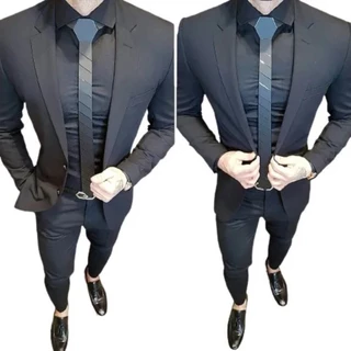 Terno Oxford Slim Masculino Social Preto - Paleto+Calça - Terra Forte Ternos