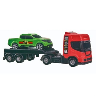 Kit 1 Caminhão Cegonheira C/ 2 Carrinhos Caminhão Reboque Cegonha C/  Carrinho + 1 Onibus Buzão Brinquedo Infantil - Escorrega o Preço