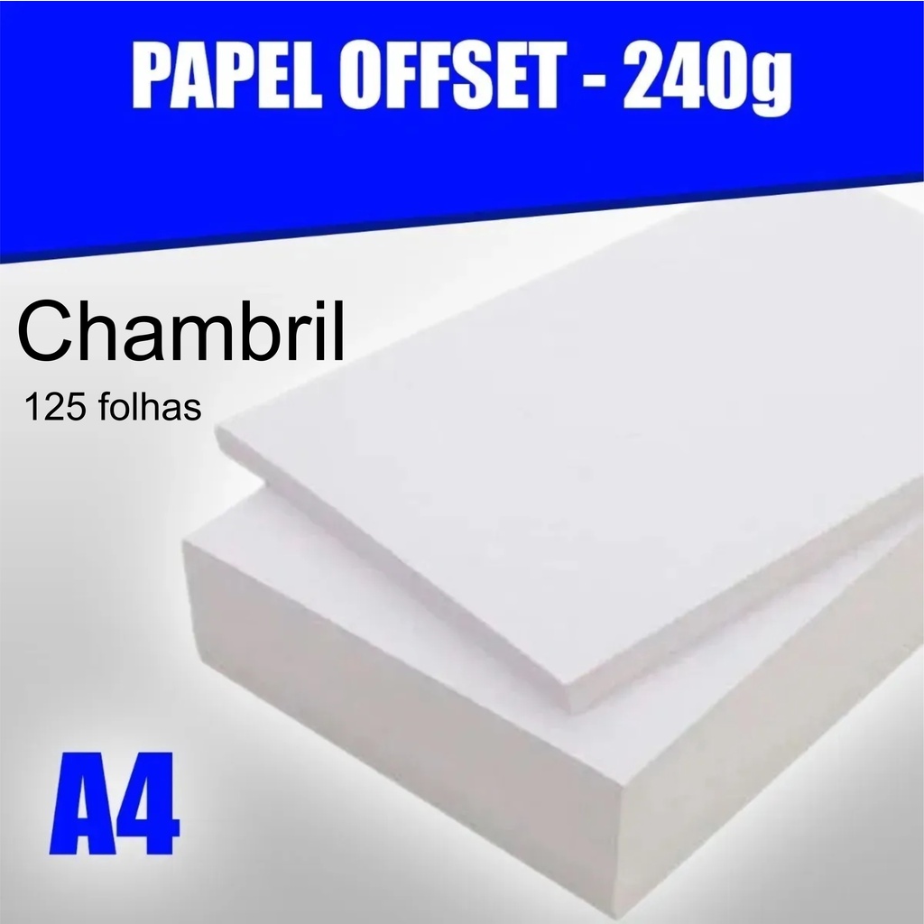 Papel Offset 240g A4 Chambril Pacote 125 Folhas Shopee Brasil 8539