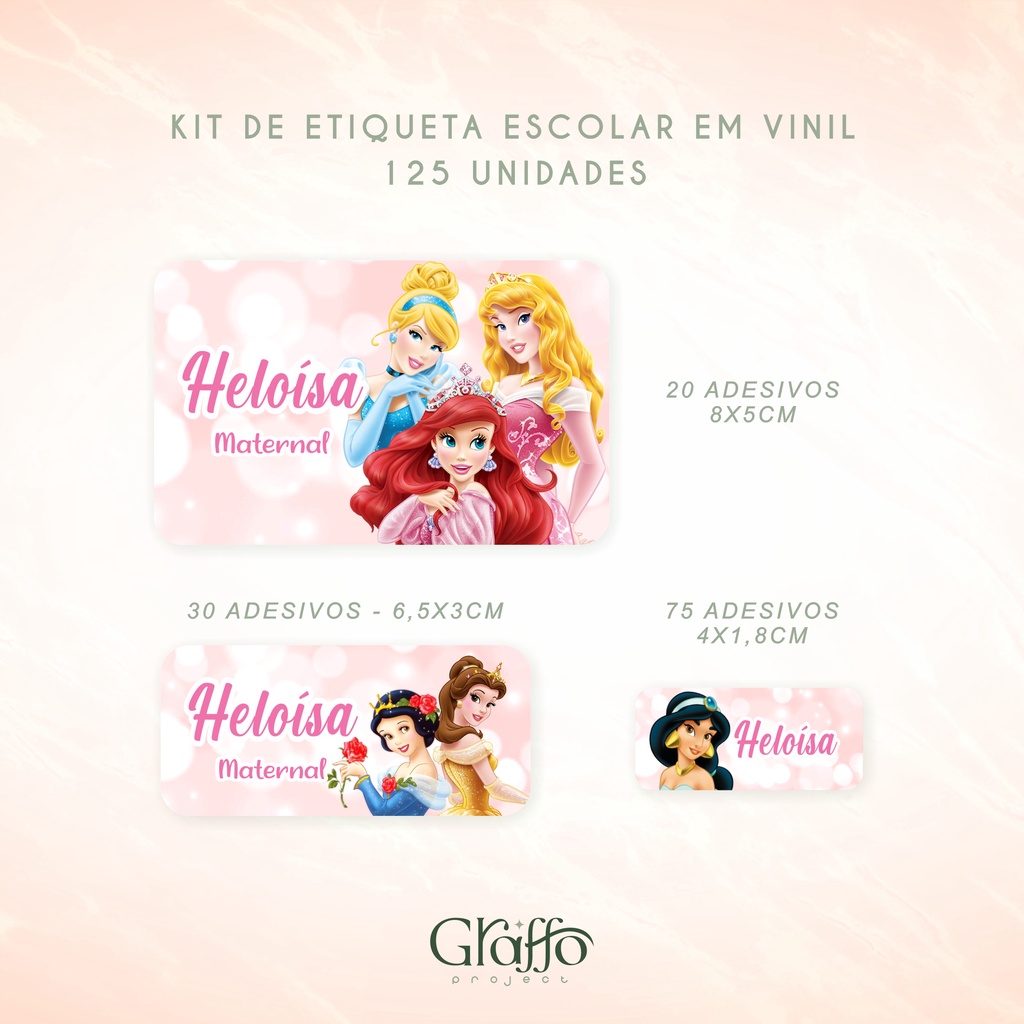 Etiquetas Escolares Princesas (96 Etiquetas)