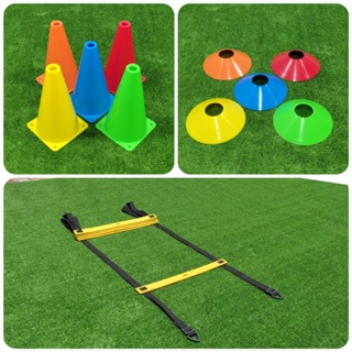 KIT FUNCIONAL K-5 ESCADA DE AGILIDADE 5 DEGRAUS PVC + 5 CONES 23 CENTÍMETROS + 5 CHAPÉU CHINÊS TREINAMENTO FUNCIONAL TREINO AGILIDADE