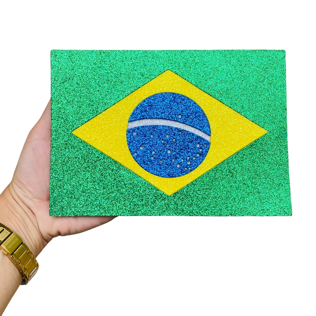 Kit 03 Enfeite Bandeira Brasil Decoração Festa Jogo Futebol Copa do Mundo