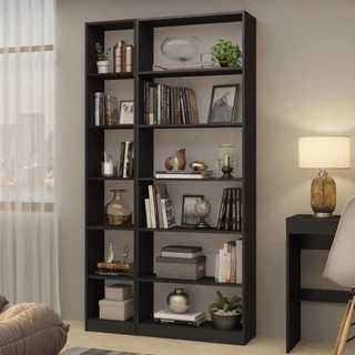 Kit Madesa Estante Livreiro 6908 + Estante Livreiro 6906 - Preto em Oferta na Shopee