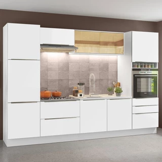 Cozinha Completa Madesa Lux com Armário e Balcão - Branco/Branco Veludo em Oferta na Shopee