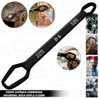 Chave Universal Combinada Estrela Fixa Multifuncional Boca Dupla Cromo Vanádio 8 - 22mm Preto Fosco em Oferta na Shopee