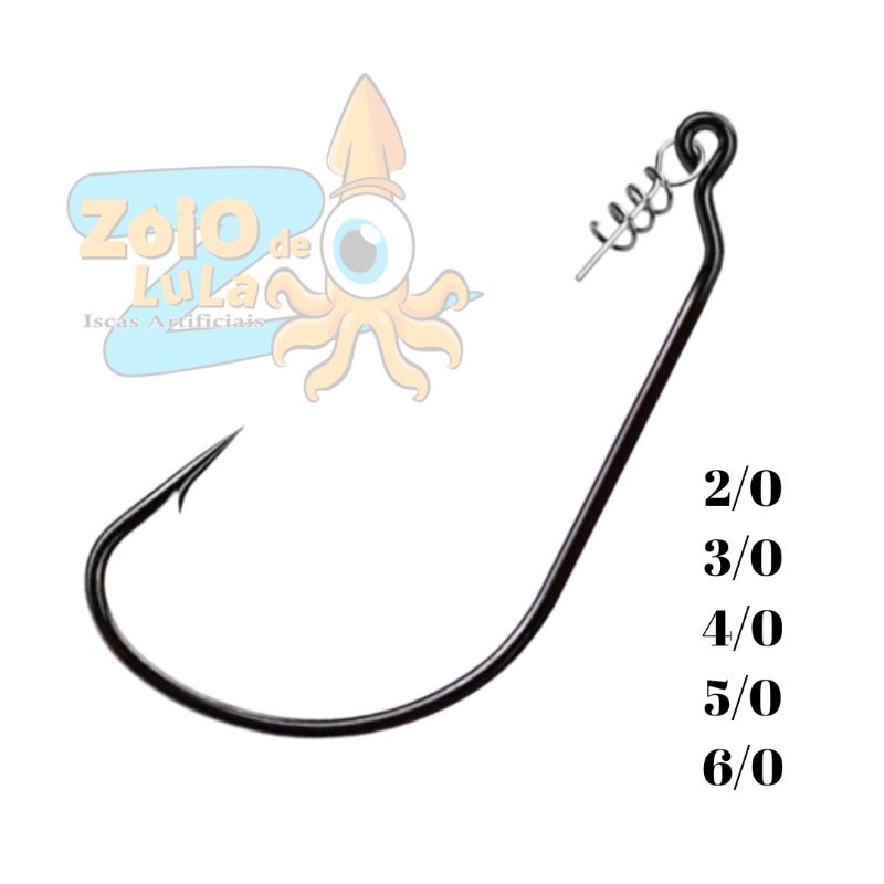 Anzol Offset EWG c/ Trava Isca Soft de Mola - 10 Unidades