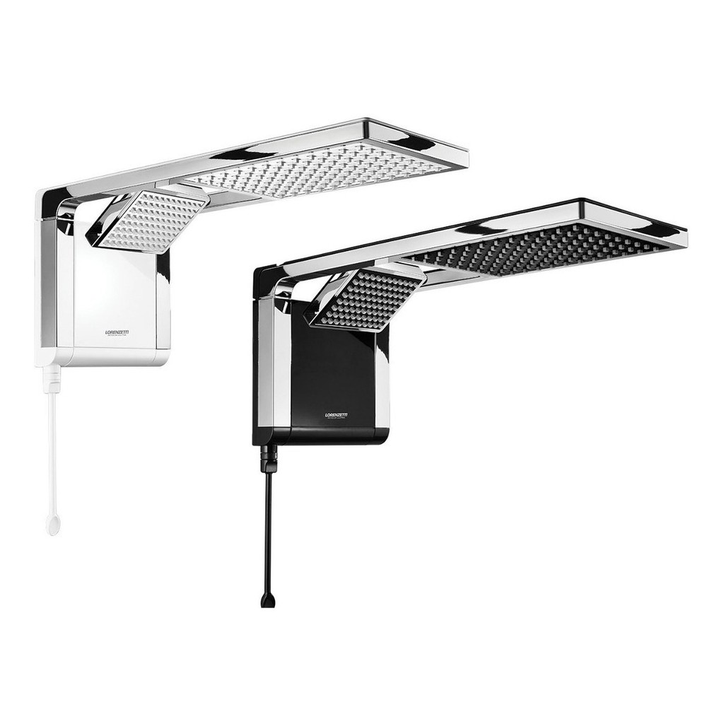 Ducha Lorenzetti Acqua Duo Ultra Storm Star Branco Preto com cromada e toda branca.