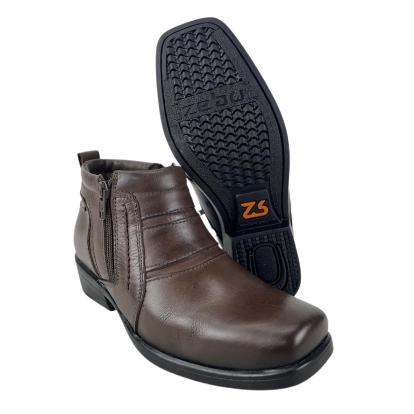 Sapato Botina Social Masculino Original Zebu Marrom Café c/ Zíper