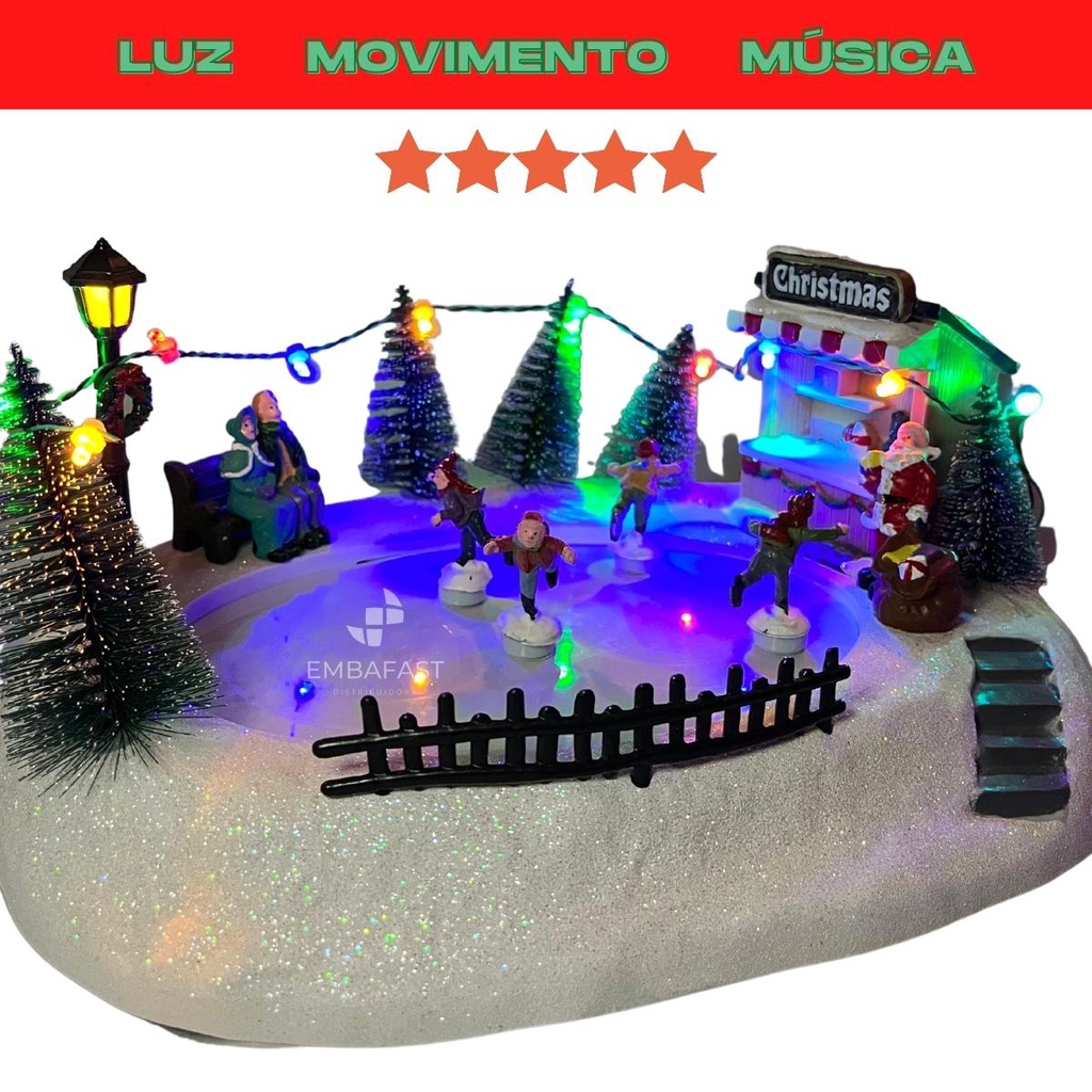 Vila Natalina Cenário Natal Led, Música E Movimento Bilvolt