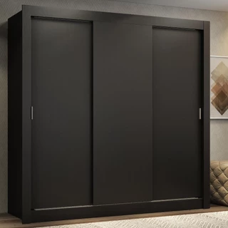 Guarda Roupa Casal Madesa Lyon 3 Portas de Correr 2 Gavetas - Preto em Oferta na Shopee