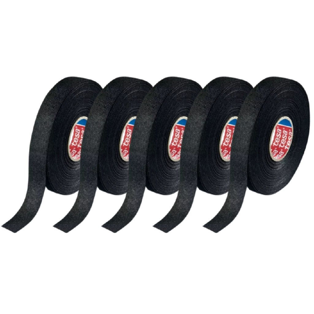 Kit 05 Fita Isolante De Tecido Para Chicote Preto 25mx19mm Tesa