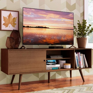 Rack Madesa Cairo para TV até 65 Polegadas com Pés de Madeira - Rustic