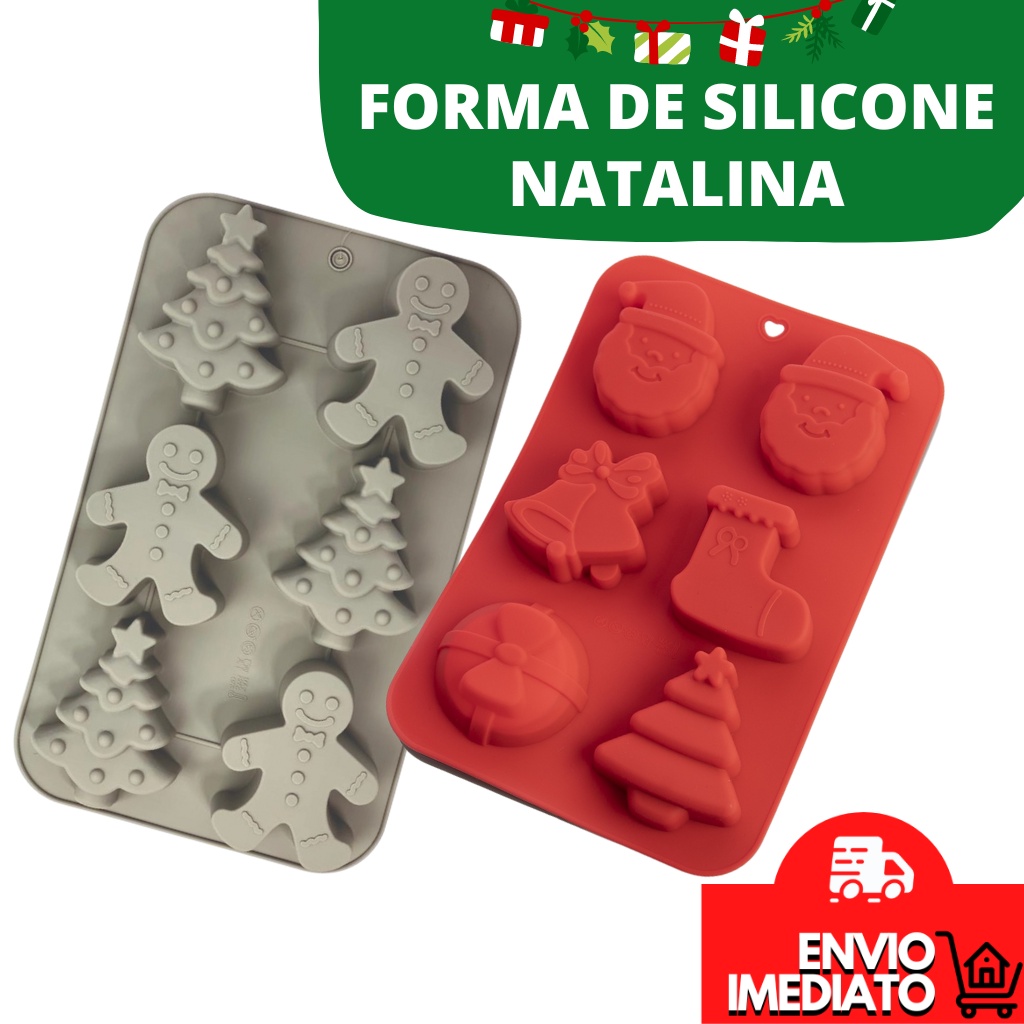 Forma Natal Forma Silicone Gelo Chocolate Bombom Biscoito Vela 6 Cavidades Ícones Natalinos Utensilio Cozinha Papai Noel