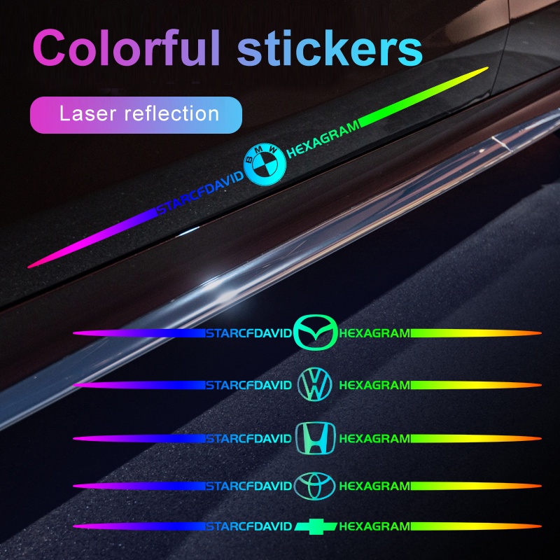 1Pcs Adesivos A Laser Refletivos Coloridos Autocolantes De Carro Moda Legal Decoração Decalques Protetor Solar À Prova D'água De Proteção Do De Reequipamento
