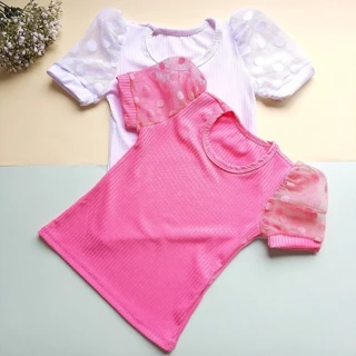 Kit 2 Blusinhas Infantil Feminina Menina Manga Princesa Tam 1 ao 12