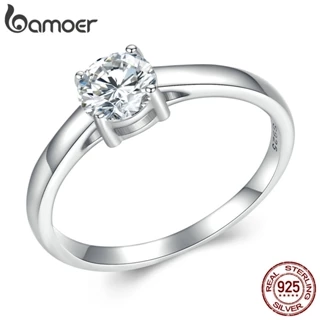 Bamoer 0.6ct Anel Moissanita 925 Prata Design Simples Jóias Presente De Luxo Para Mulheres em Oferta na Shopee