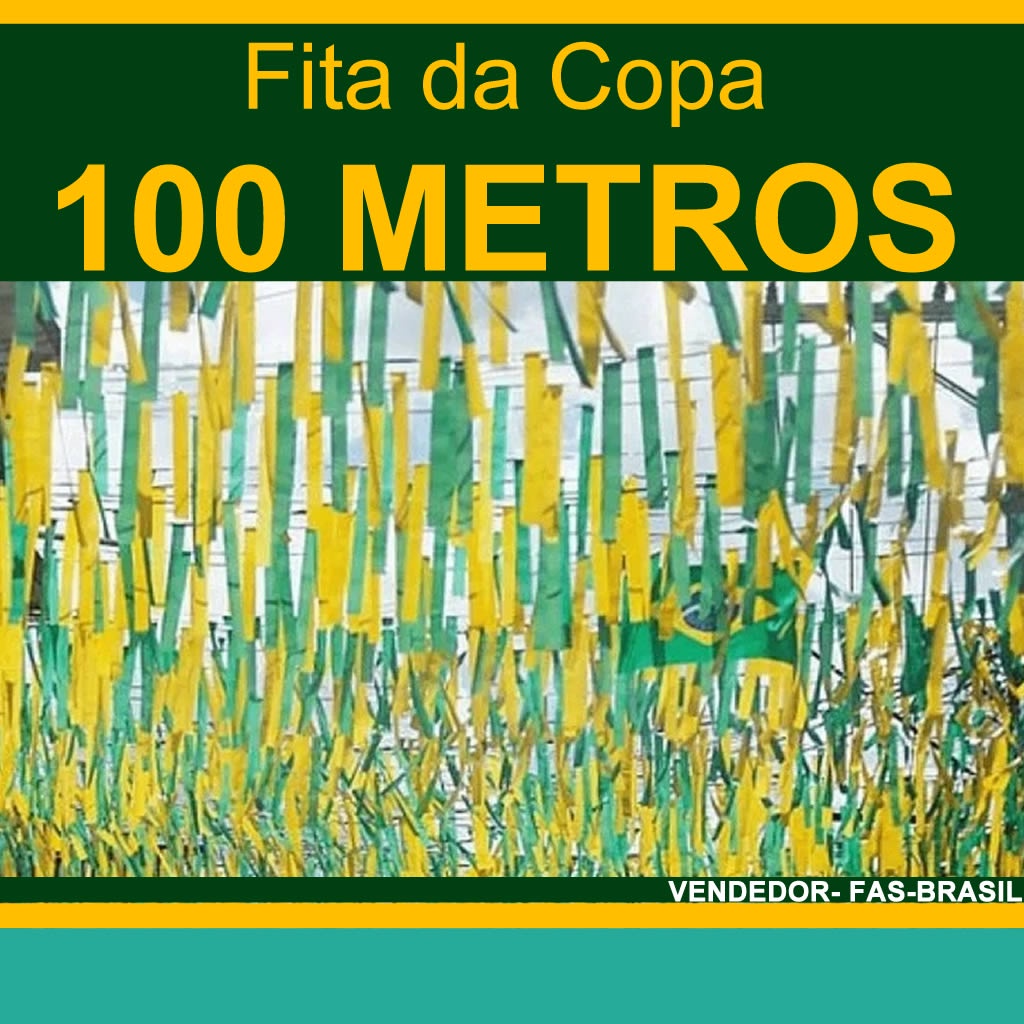 100 Metros - Decoração Copa Do Mundo - Enfeite de Rua - Varal de Fitas Verde e Amarelo em Oferta na Shopee