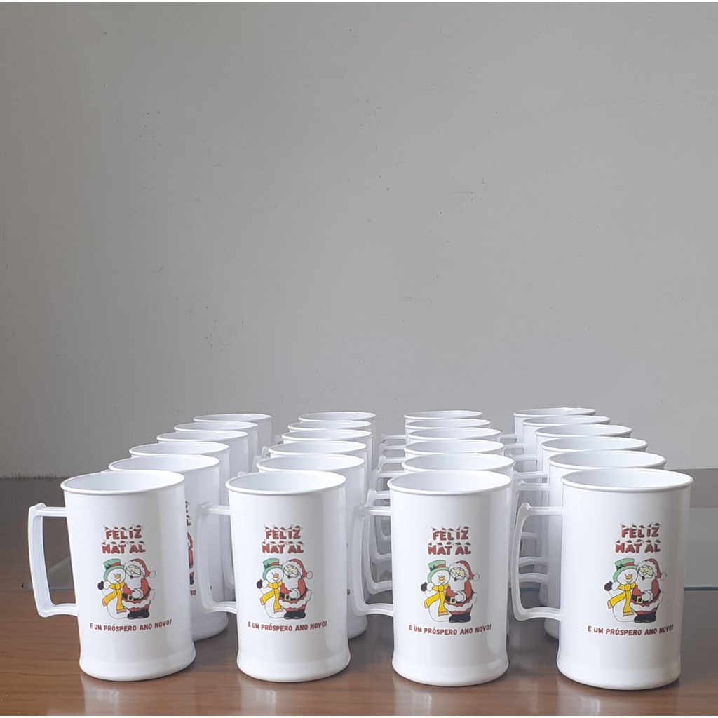 Canecas 300ml acrílica personalizadas natal e Ano novo - Personalização de 01 lado