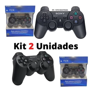 kit 2 Controle Manete Joystick Dualshock 3 Ps3 Playstation Com Cabo