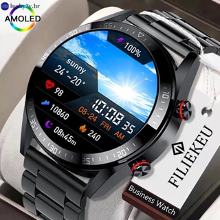 FILIEKEU Novo relógio inteligente tela AMOLED chamada bluetooth multifuncional luxo relógio smartwatch para Android IOS +caixa