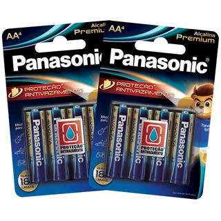 8 Pilhas Alcalinas Panasonic Premium AA