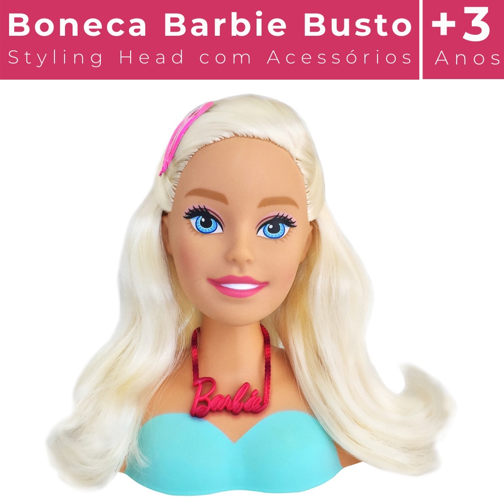 Busto Boneca Barbie Para Pentear E Maquiar Vem Com Maquiagem - Ri