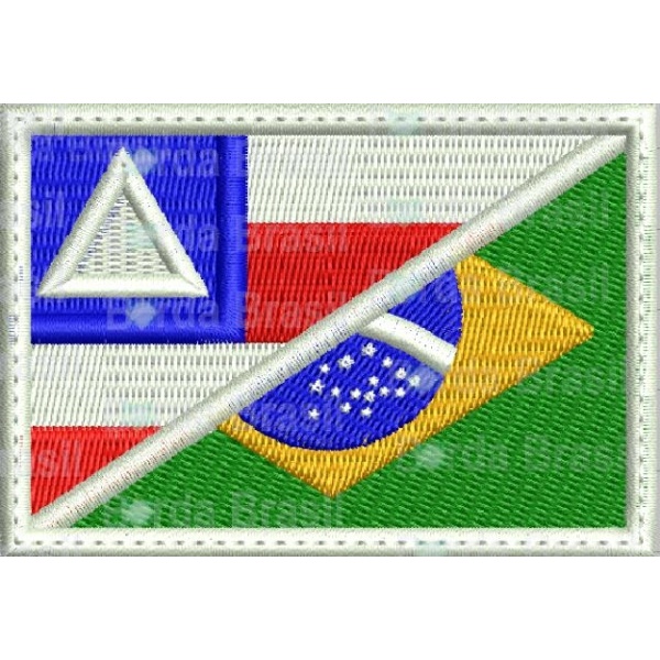 Patch Bordado 8x5 cm bandeira Bahia / Brasil com carrapicho, para costurar ou termocolante.