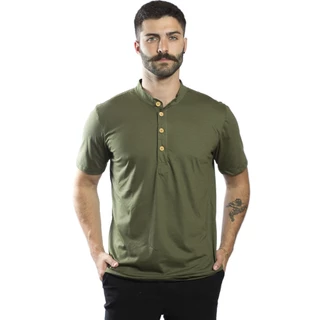 Camisa Masculina Gola Padre Henley Slim