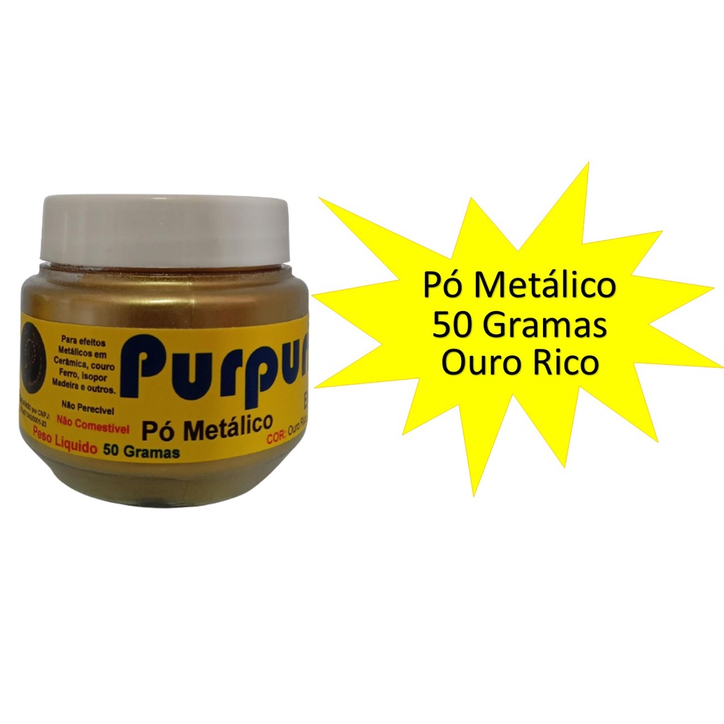 Purpurina Pó Metálico Ouro Rico Dourado Extra Fina de Alta Qualidade ...